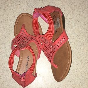 Sz 11 kids sandals orange with rhinestone details